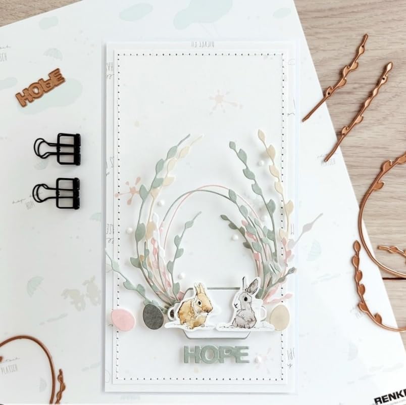 Lapoo Metal Cutting Die for Scrapbooking, 3D Backgrounds Frame New Cutting Dies DIY Album Card Making Decor Paper Metal Die Cuts Party Wedding Decorations (Easter Oval Wreath 3.7 x 2.9 in)