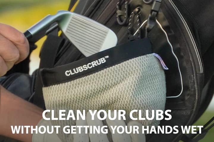 Club Scrub Golf Club and Golf Ball Cleaning Bag, Waterproof Clean Face Technology Liner, Detachable Clip, Machine Washable, Cleans Club Grooves, Dry Exterior (Neoprene or Microfiber Option Available)
