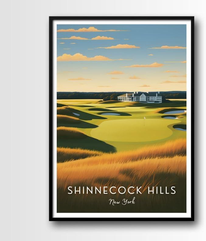 Nationcog Shinnecock Hills Golf Poster, Vintage New York Wall Art Print, Retro Golf Course Landscape Decor, Classic Artwork for Man Cave, Office or Home (Unframed) (16x24)