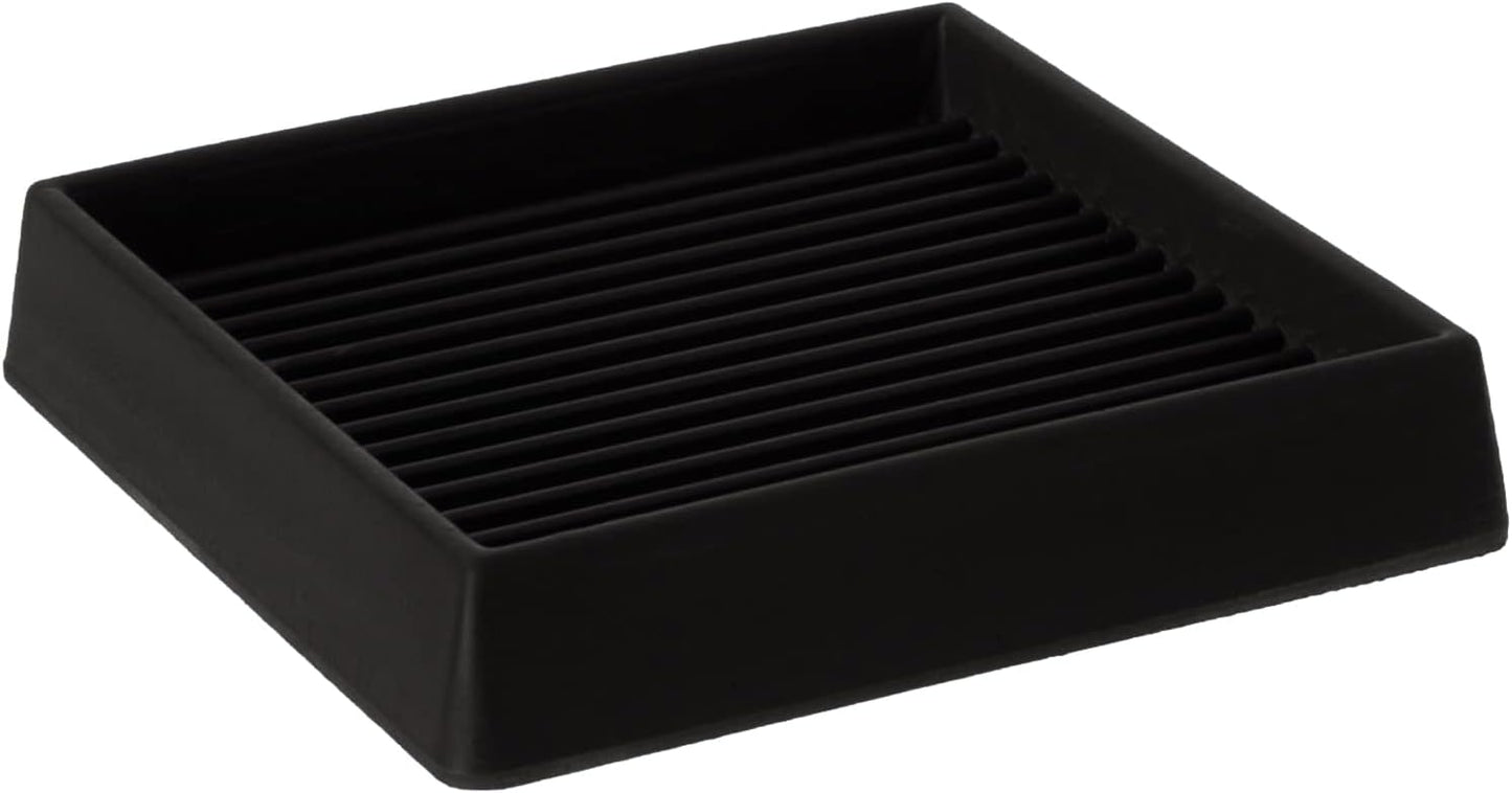 4X4 Rubber Caster Cups, Non Slip Furniture Pads, Anti-Slip Gripper, Anti Skid Furniture Feet, Anti Slide Floor Protector for Bed Couch Stoppers (8 Pack, Black)