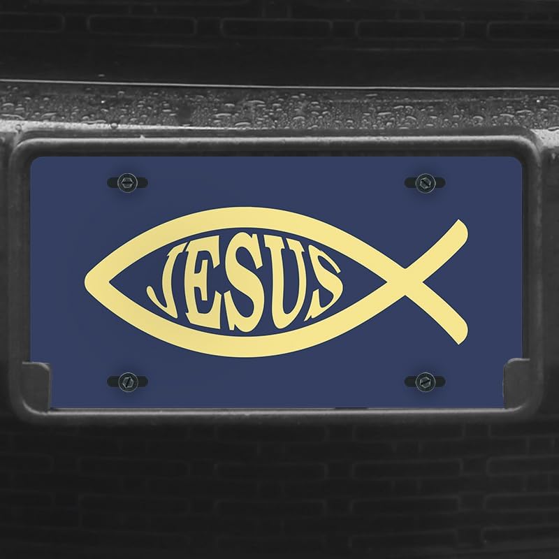 Unique Vanity License Plates | 16 Individual Designs | 3 Sizes (Automobile, Golf Cart, Motorcycle/Bike) | Made in U.S.A. | Custom Car Tags (Jesus Fish, Motorcycle/Bike (6" x 3"))