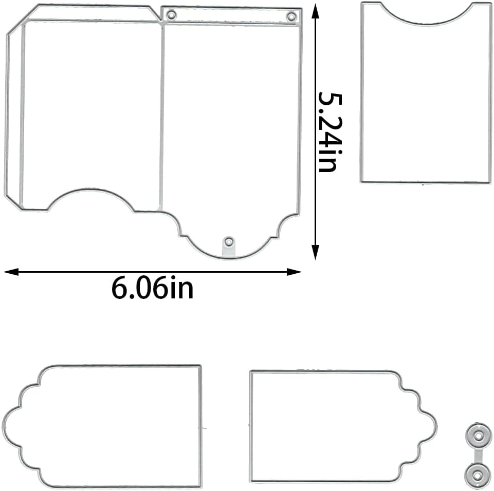 3D Card Shape Die Cuts for Card Making, Rectangular Gift Card Envelope Cutting Dies Sets Label Tag Dies Stencils Embossing Template for Scrapbooking DIY Cards Album Crafts Supplies