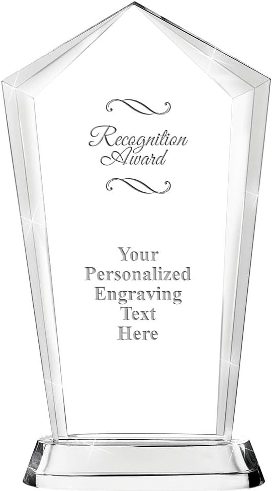 Crown Awards Customizable Crystal Trophy, 12.20" Engraved Skyscraper Crystal Award