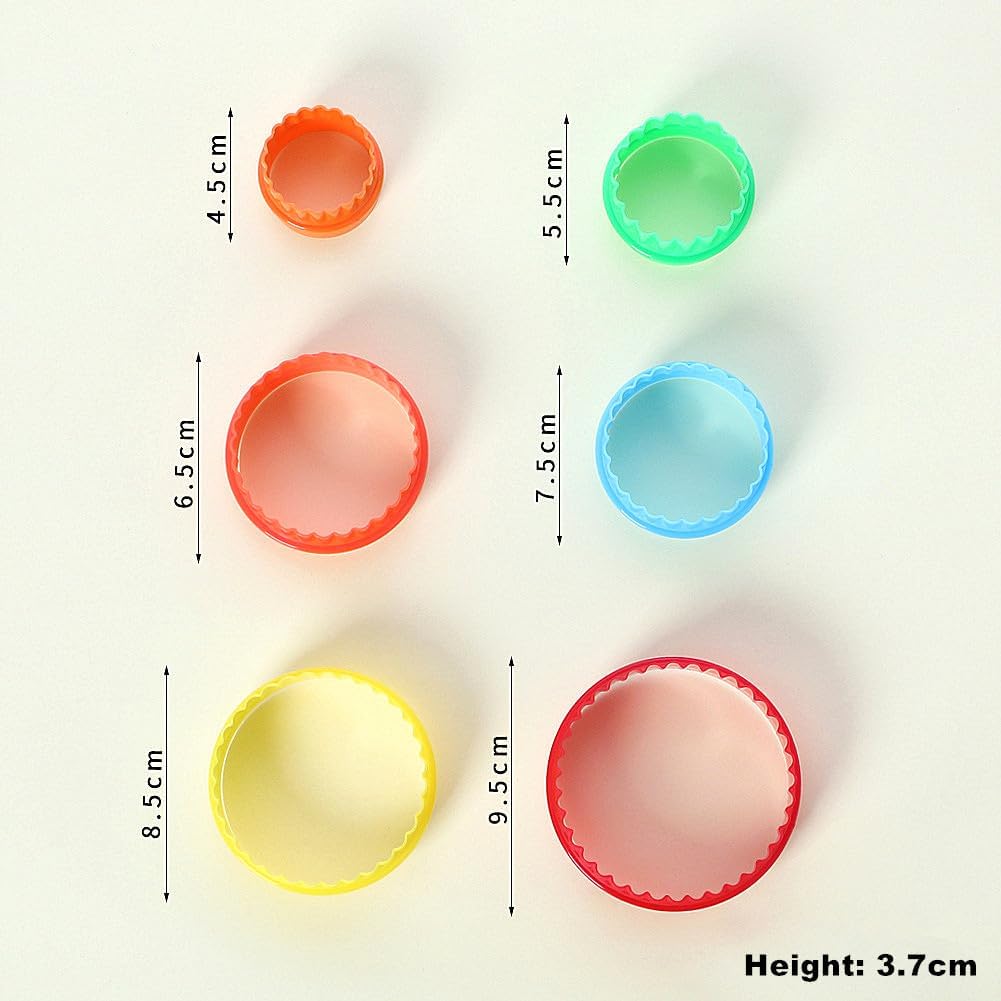 Cookie Cutter Set for Baking, 6PCS Sandwich Fondant Cake Fruit Vegetable Shapes Cutter Set (Round)