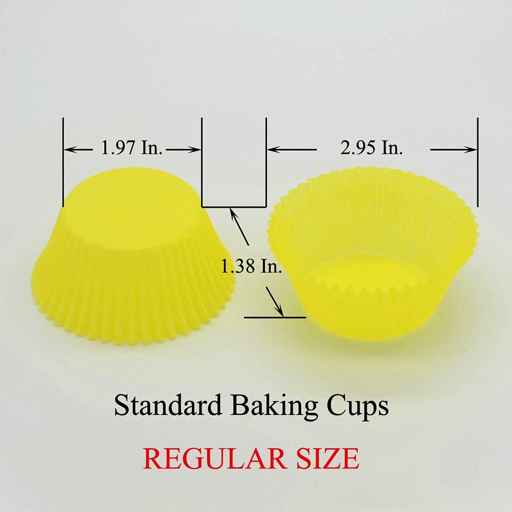 Yellow Cupcake Liners Greaseproof Paper Standard Baking Cups for Party and More, 150-Count