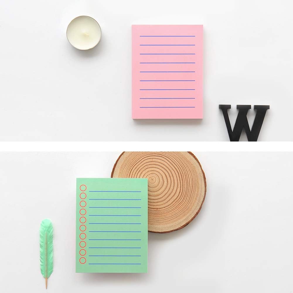 Monolike Memopad Boldline Color design SET - 4 Packs, 4 Different Designs, 100 Sheets Per Pad, Total 400 Sheets, Note pads, Writing pads, 3.15 x 4.17 Inches