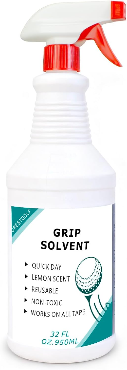 Crestgolf Professional Golf Grip Solvent 32 OZ Solvent Light &Mild Lemon Scent for Regripping Golf Clubs and Golf Grip Repair - Golf Grip Solution - Non-Toxic, Non-Flammable