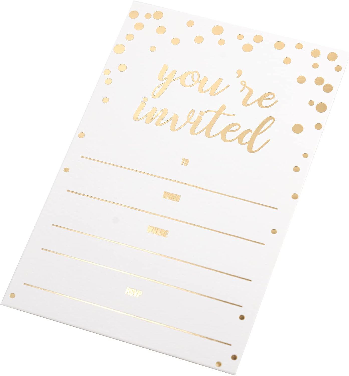 50 Pack Invitation Card - Elegant Greeting Cards ‘’You are Invited’’ in Gold Foil Letters – for Wedding, Bridal Shower, Baby Shower, Birthday Invitations - 52 Kraft Envelopes Included - 4" x 6"