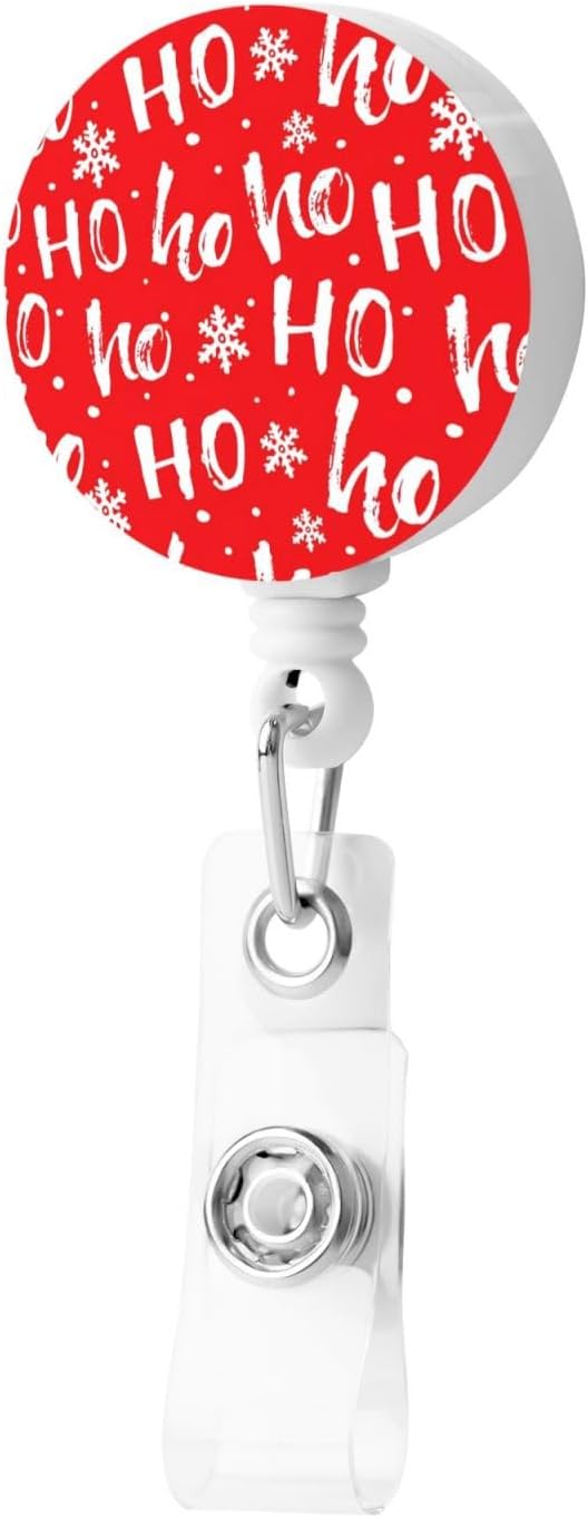 Merry Santa Claus Badge Reels Retractable Badge Holder with Clip for Id Name Tag Office Worker Student Teacher Nurse Doctor