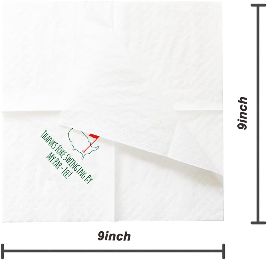 SharkBliss Golf Cocktail Napkins, Thanks Fore Swinging By My Par-Tee Disposable Paper Cocktail Beverage Napkin for Golf Theme Party Table Decor 2-Ply, 5x5" (50, Thanks Fore Swinging By My Par-Tee)