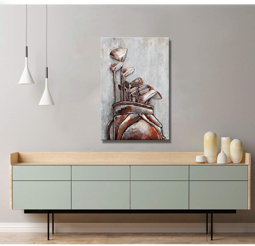 Kalormore Golf Picture Vintage Framed 24x36 Inch Wall Art, Golf Club Painting for Living Room Decor