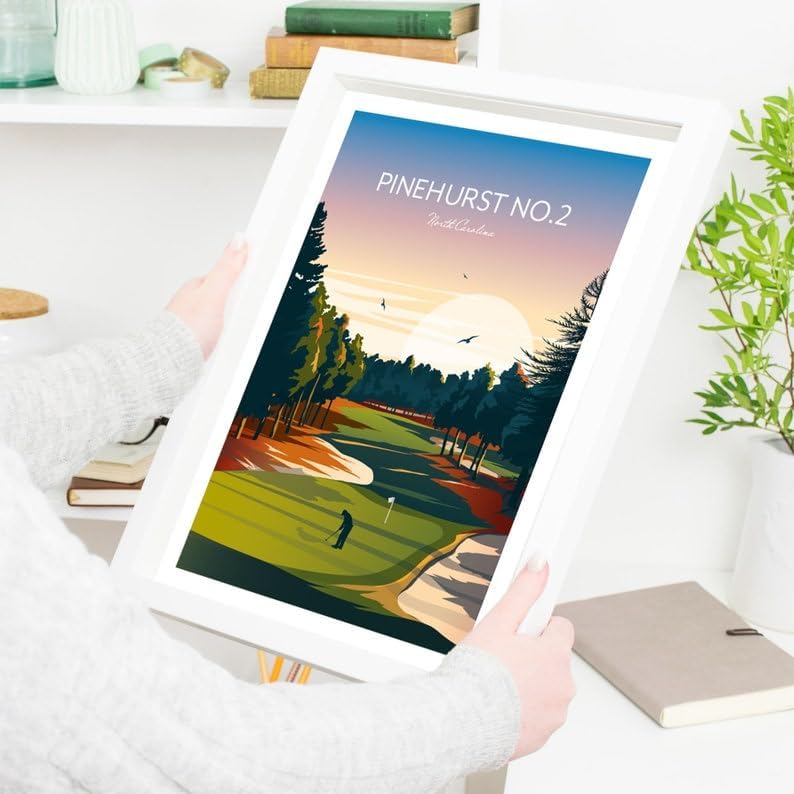 US Open Pinehurst No.2 Golf Print, US Open North Carolina, North Carolina Golf Art, Vintage Golf Print, Golf Championship Wall Decor, Scenic Golf Landscape (Unframed) (20x30)