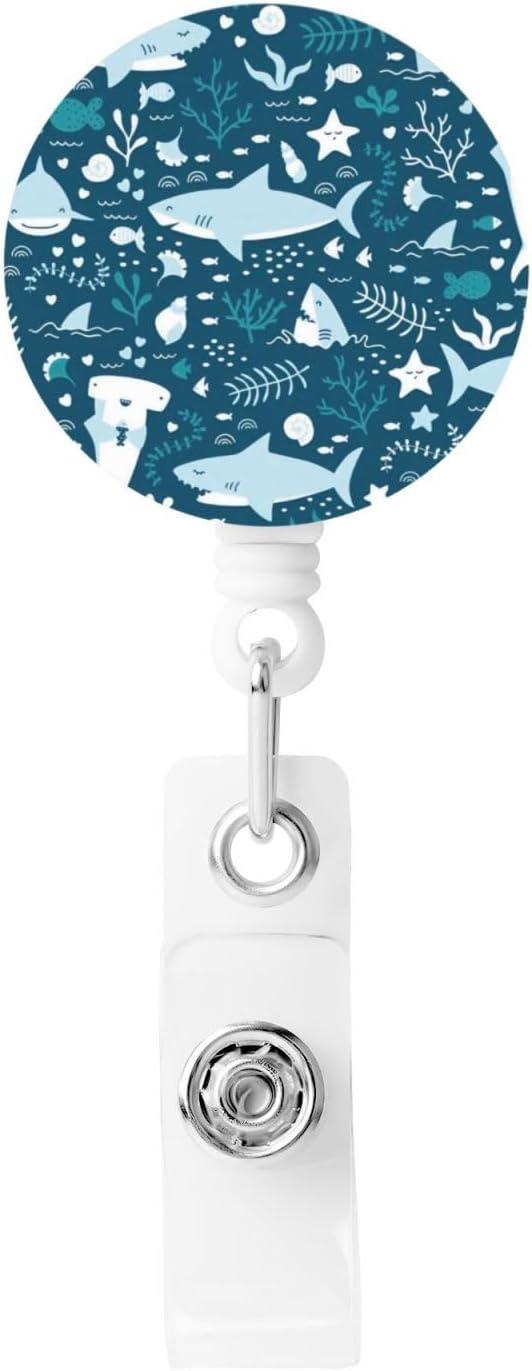 Fun Shark Badge Reels Retractable Badge Holder with Clip for Id Name Tag Office Worker Student Teacher Nurse Doctor