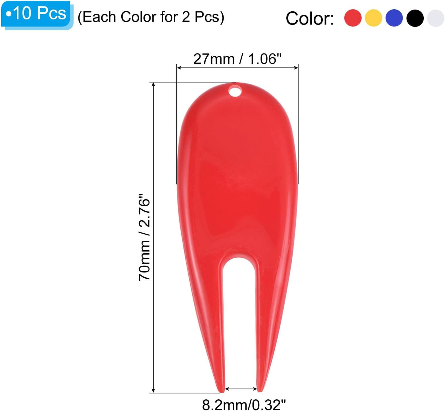 PATIKIL Golf Divot Repair Tool, 10 Pack Plastic Golf Mark Repair Tool Ball Marker Bulk for Golfer, 5 Colors