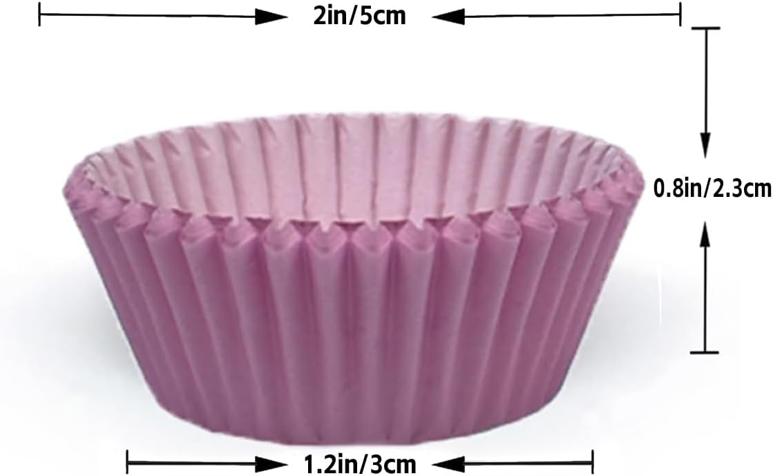 qiqee Mini 300-Count Cupcake Liners Cupcake Cups Food Grade 6 Solid Pink Purple Colors Cupcake Papers Baking Cups Cupcake Wrappers (Mini Size)