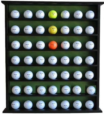 DisplayGifts Golf Gift 49-Golf Ball Display Case Cabinet Rack, No Door Open Rack Black Finish Frame