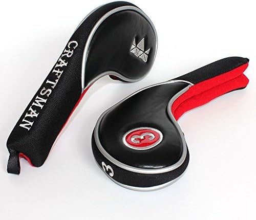 Craftsman Golf 12pcs Golf Iron Putter Head Covers Headcover Set Black & Red Fit All Brands Callaway, Ping, Taylormade, Cobra, Etc.