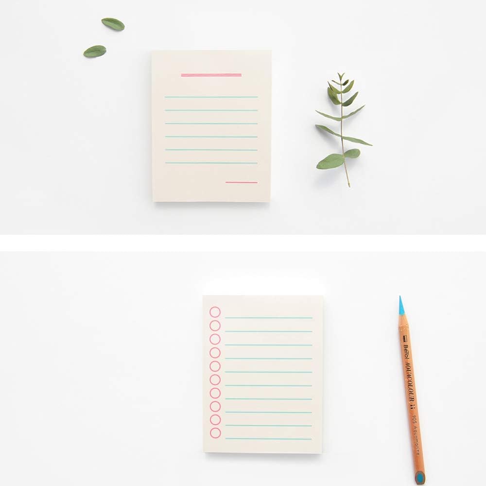 Monolike Memopad Boldline design SET - 4 Packs, 4 Different Designs, 100 Sheets Per Pad, Total 400 Sheets, Note pads, Writing pads, 3.15 x 4.17 Inches