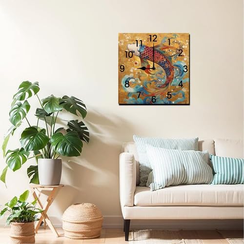 Baseball Square Clock Silent No Tick Battery Powered Home Decor Wooden Wall Clock for Living Room Kitchen Bathroom Farmhouse 10inch