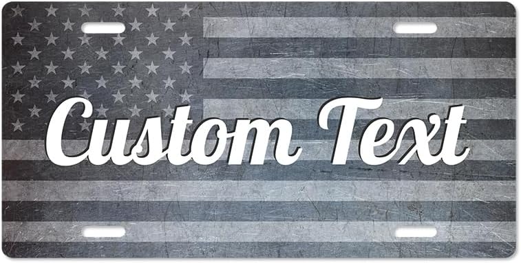 Unique Vanity License Plates | 16 Individual Designs | 3 Sizes (Automobile, Golf Cart, Motorcycle/Bike) | Made in U.S.A. | Custom Car Tags (Grey USA Flag, Motorcycle/Bike (6" x 3"))