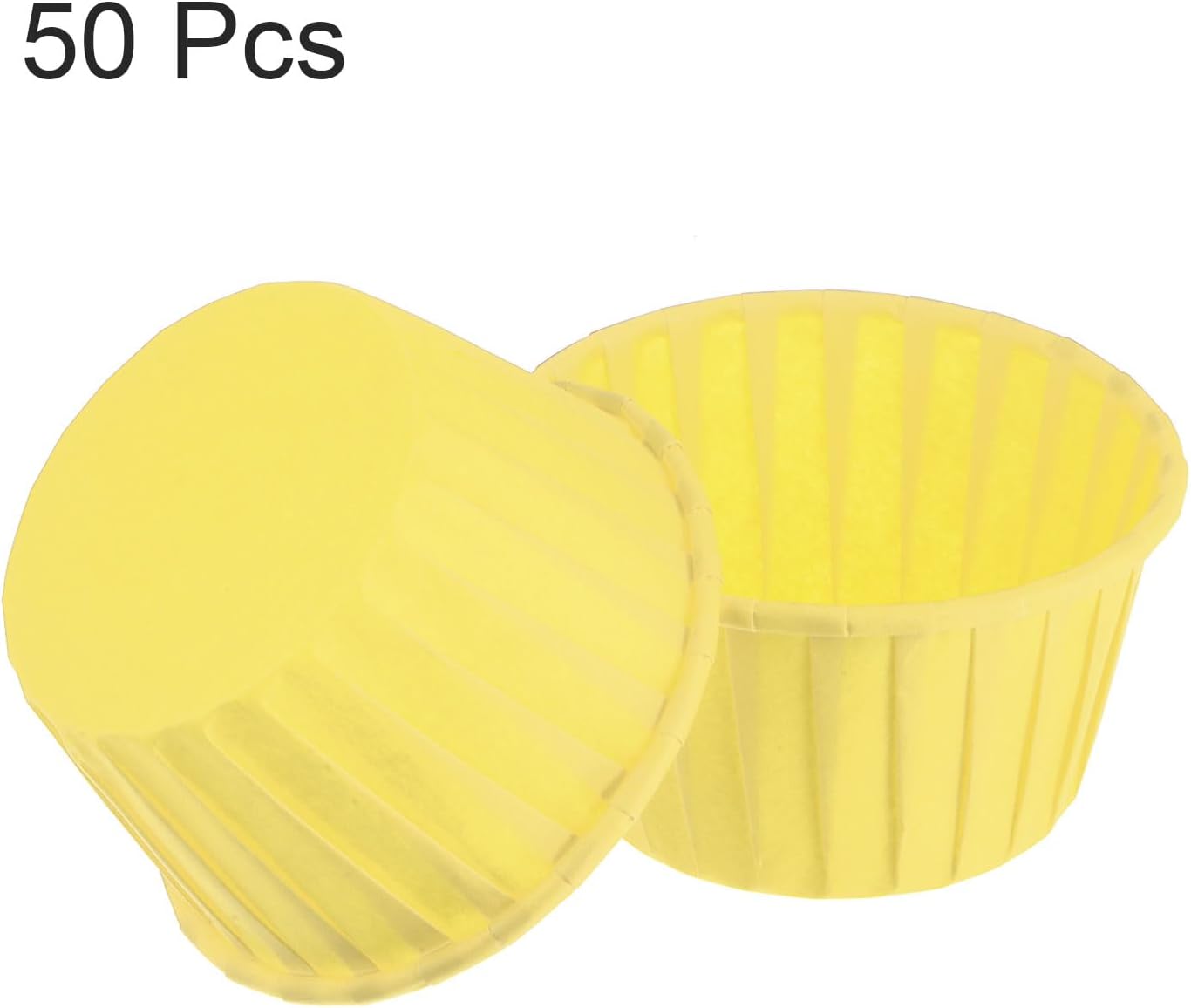 HARFINGTON 50Pcs Cupcake Baking Cups 3.5oz Standard Size Paper Cupcake Liners Greaseproof Wrappers Disposable for Wedding Birthdays Christmas Dessert, Yellow