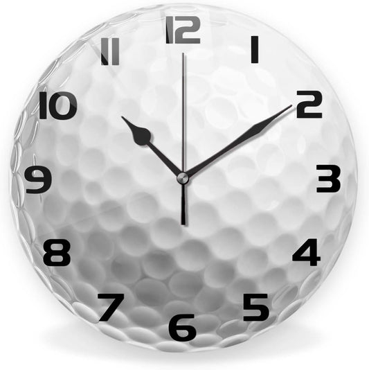 Silent Non-Ticking Sport Theme Wall Clocks, Sport Ball Golf Wall Clock, Battery Operated 9.8"x9.8" Round Wall Clock for Home Decor Boy Room Living Room School Birthday Gift