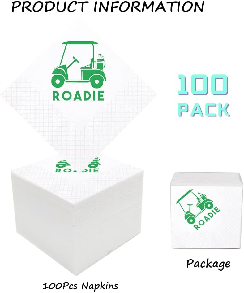 Golf Cocktail Napkins, 100 Pack Par-Fect Together Golf Themed Paper Cocktail Beverage Napkins for Wedding Rehearsal Dinner Bridal Shower Engagement 2-Ply, 5x5 Inches (Golf Cart Roadie Napkins)