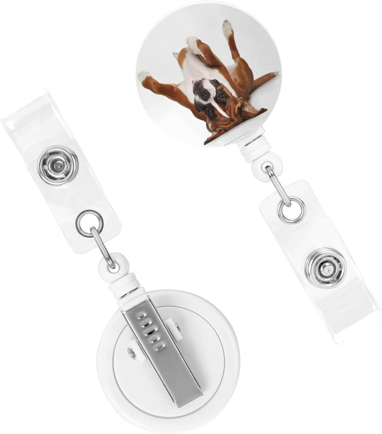 Boxer Dog Badge Reels Retractable Badge Holder with Clip for Id Name Tag Office Worker Student Teacher Nurse Doctor