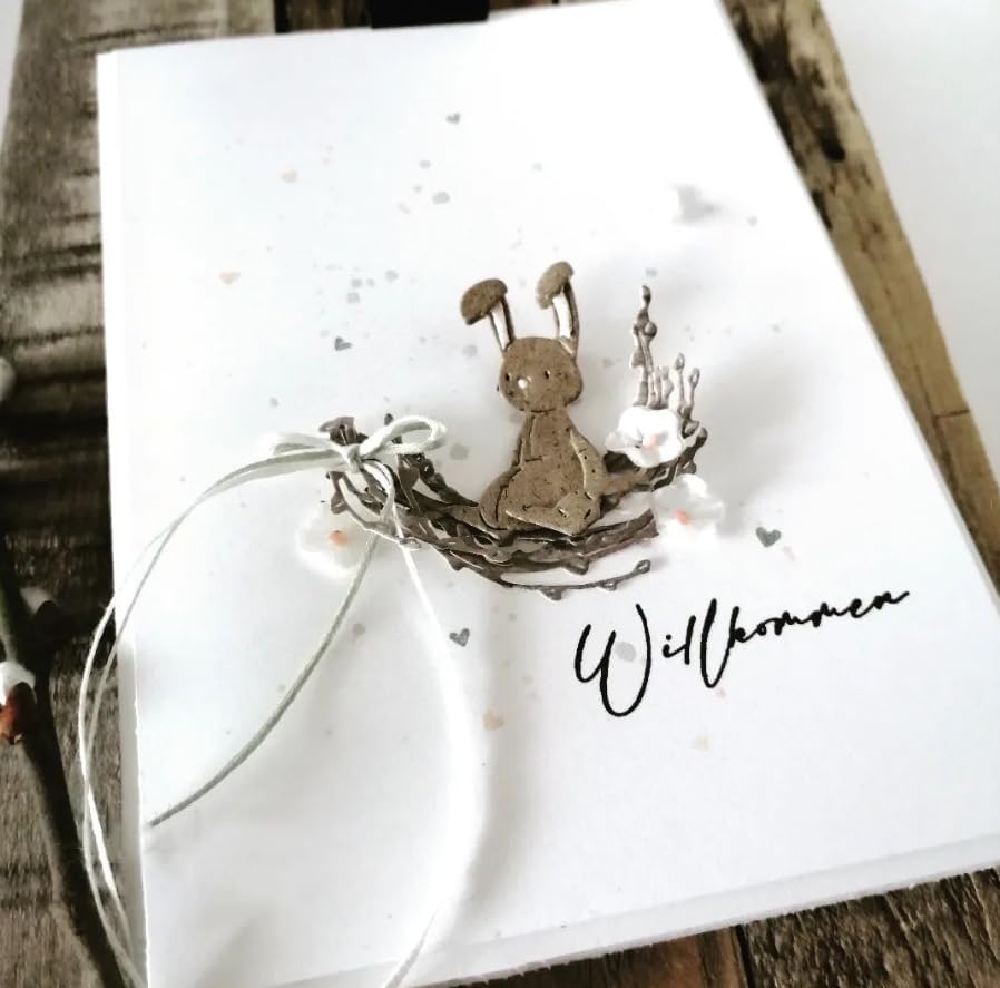 Lapoo Metal Cutting Die for Scrapbooking, 3D Backgrounds Frame New Cutting Dies DIY Album Card Making Decor Paper Metal Die Cuts Party Wedding Decorations (The Easter Bunny 1.6 x 1.1 in)