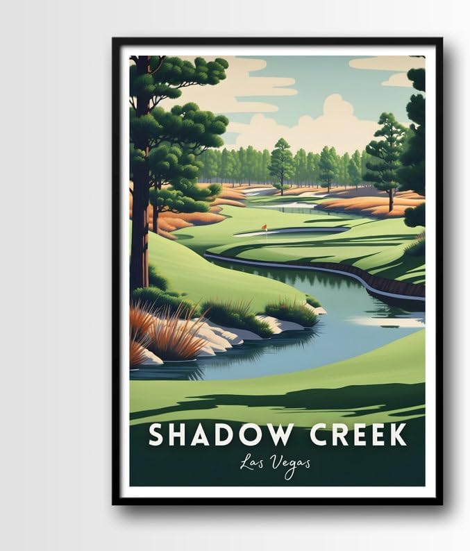 Nationcog Shadow Creek Golf Wall Art, Las Vegas Scenic Course Poster with Water Features, Modern Decor for Office or Bedroom, Great Gift for Dad, Husband, or Golf Enthusiasts (Unframed) (9x11)