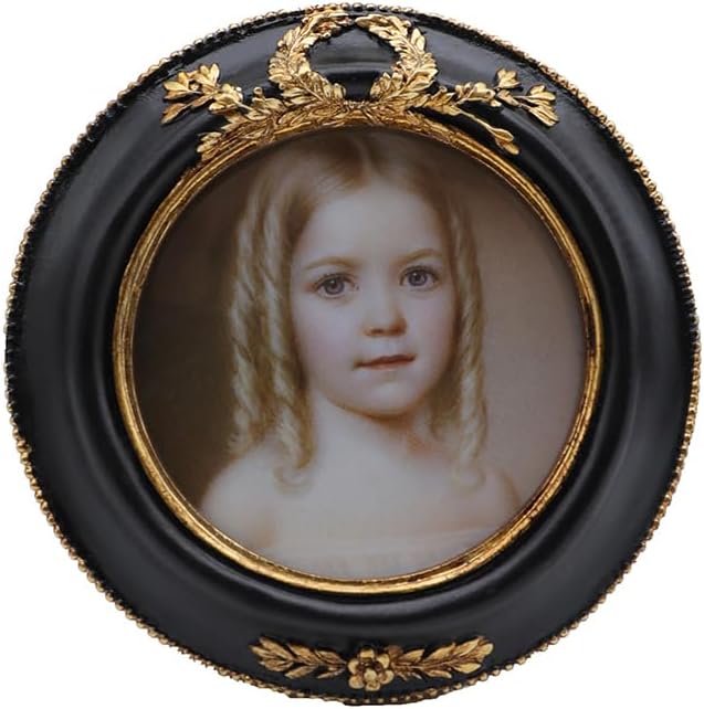 SYLVIA'S SHOP 3x3 Small Vintage Round Picture Frame, Mini Antique Ornate Circle Photo Frame, for Tabletop and Wall Display, Retro Home Decor, Old Fashioned Photo Gallery Art, Black and Gold