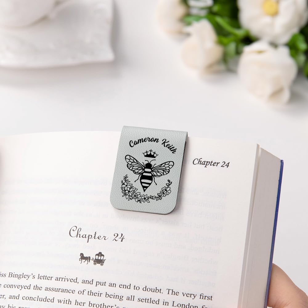 CALLIE Personalized Magnetic Bookmark Clip – Custom Name Reading Gifts for Book Lovers, Birthday Teacher's Day Christmas for Bookworm Gifts (Bee)