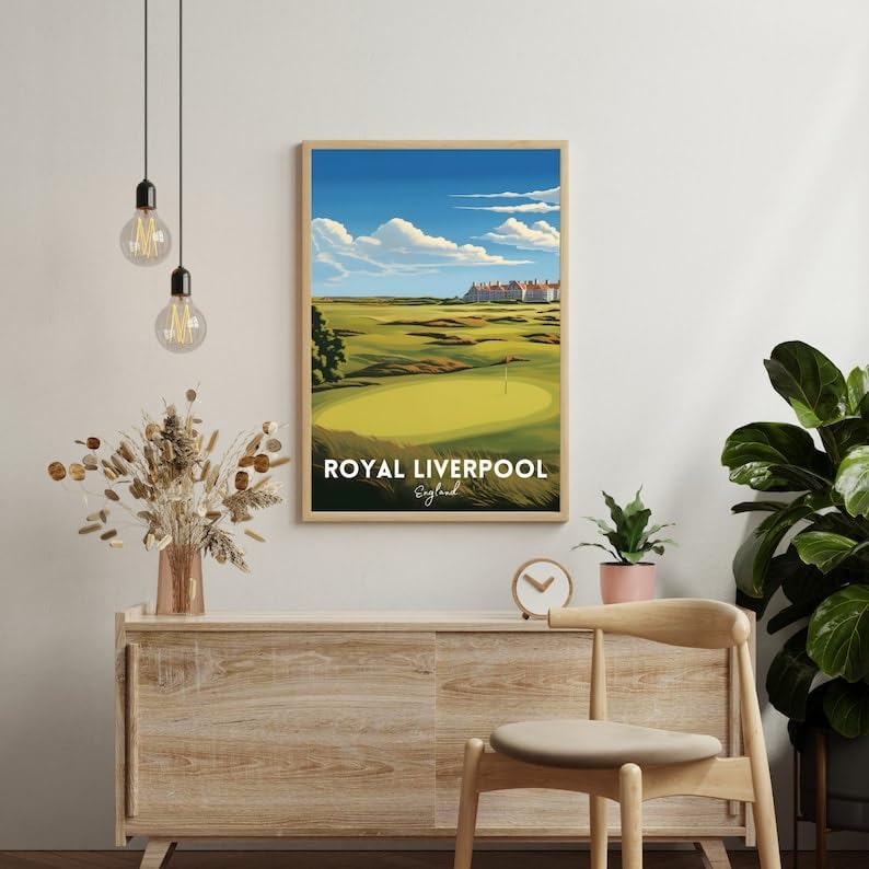 Nationcog Royal Liverpool Golf Poster, Vintage England Travel Wall Art Print, Retro Golf Links Landscape Decor, Sports Artwork for Home, Bar or Office (Unframed) (20x30)