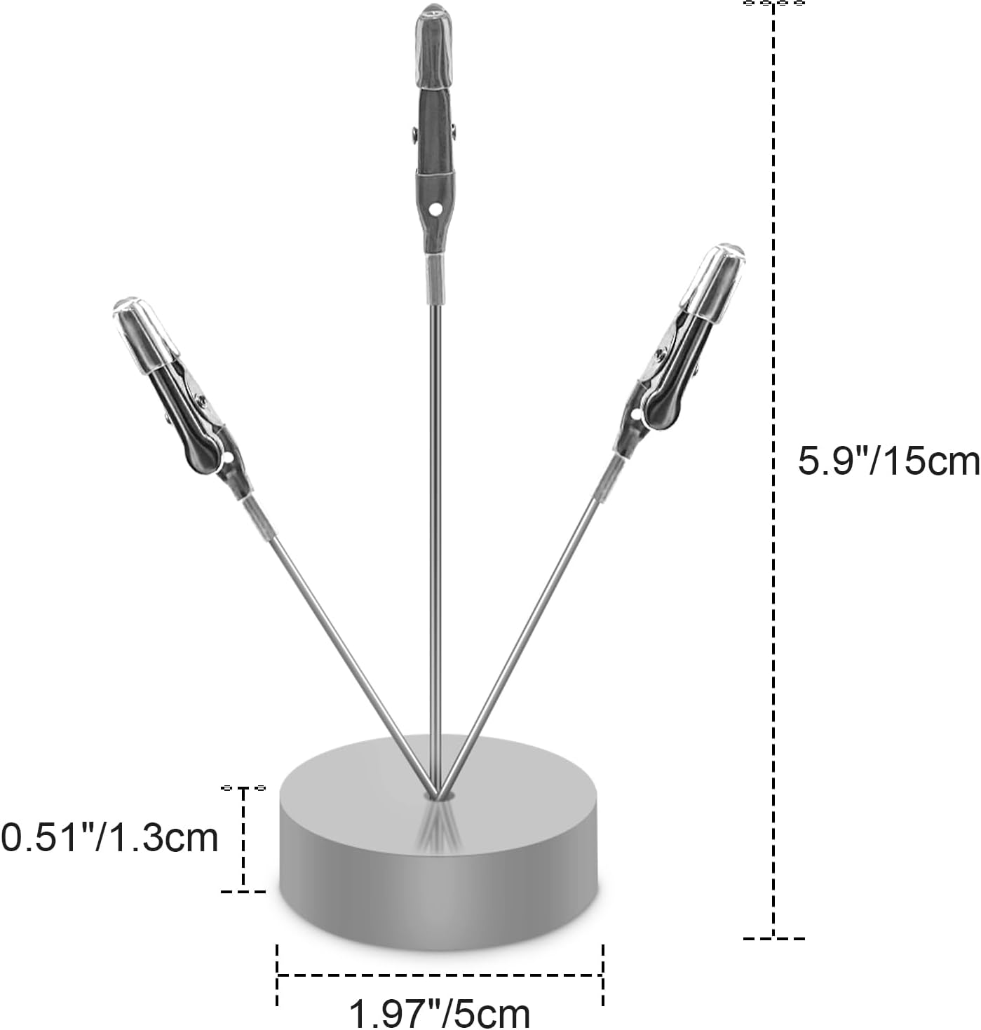 6 Pack Desktop Photo Tree Holder Clip Round Base, 3-Branch Gift Card Holder with Clips, Memo and Picture Display Clip Holder Stand for Wedding Party Photo Clip Holder Table Numbers Silver