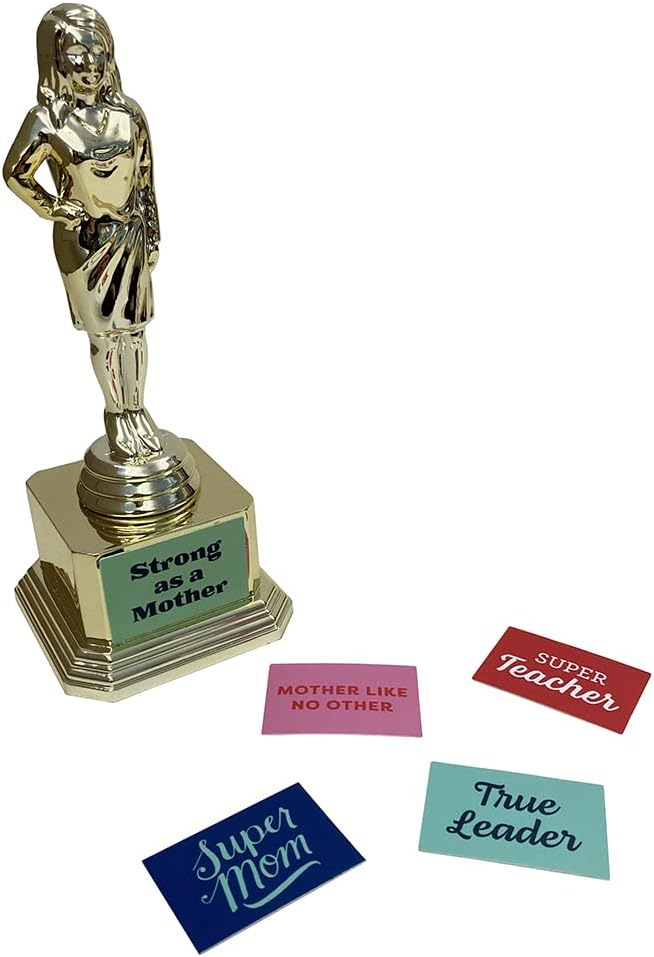 Customizable Super Mom Trophy - Novelty Funny Humor Gift for Mom, Wife, Girlfriend on Birthday or Mothers Day - 8" H x 3.25" W, Award, Celebrations, Party, Reusable