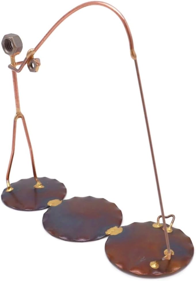 Fisherman with Fish On Collectible Handmade Metal Art Figurine, Desk Accessories, Trophy, Boss Gift, Office Décor, Outdoor Sports, Fishing