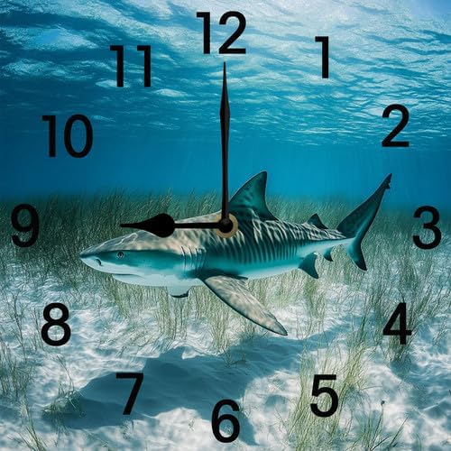 Golf Square Clock Silent No Tick Battery Powered Home Decor Wooden Wall Clock for Living Room Kitchen Bathroom Farmhouse 10inch