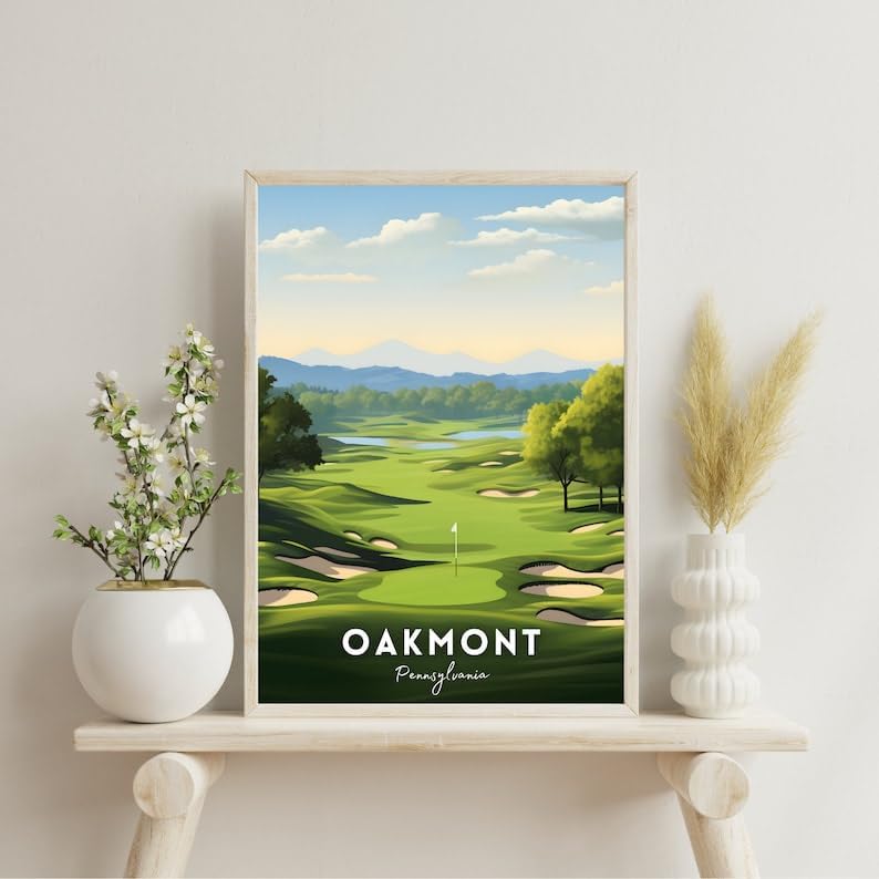 Oakmont Golf Course Poster, Vintage Pennsylvania Travel Wall Art Print, Retro Country Club Artwork, Classic Golf Decor Gift for Enthusiasts (Unframed) (11x14)
