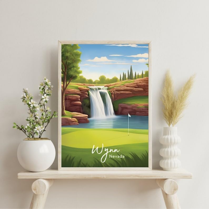 Nationcog Wynn Golf Poster, Vintage Nevada Travel Wall Art Print, Retro Resort Golf Artwork, Classic Decor Gift for Men, Office or Man Cave (Unframed) (27x40)
