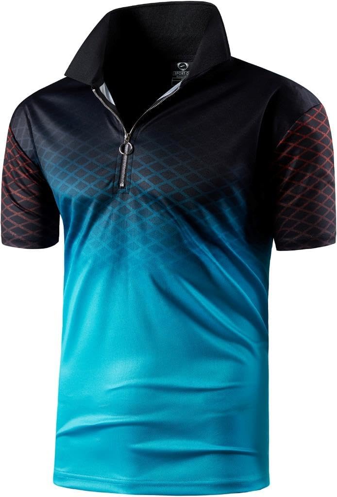 jeansian Men's Sport Outdoor Quick Dry Fit Short Sleeves Polo Tee Shirt Tshirt T-Shirt Tops Golf Tennis Bowling LSL195