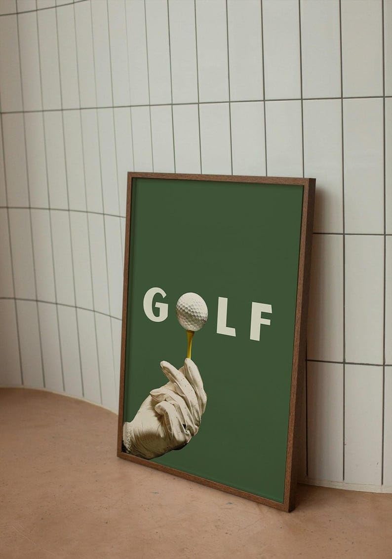 Golf Wall Art Print, Modern Golf Ball Poster, Trendy Collage Sports Decor, Green Golf Course Artwork, Unique Gifts for Golfers, Contemporary Home Wall Art, Stylish Gift for Him (Unframed) (20x30)