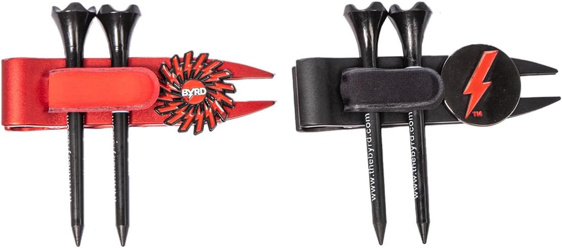The BYRD Divot Clyp Golf Multitool - Divot Tool & Clip | Organizes Your Tees, Ball Marker & Divot Tool all in One | Essential Golf Gear for Focused Rounds | Golf Accessories for Men (Red)