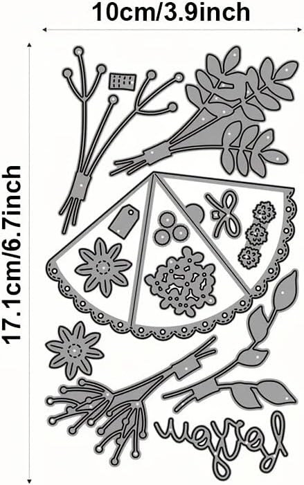 Flowers Metal Cutting Die for Scrapbooking - Cut Stencils for DIY Scrapbook Photo Album Decorative Paper Card, Card Making Supplies, Stencils & Crafting Die Cut (Bouquet in Hands 6.7 x 3.9 in)