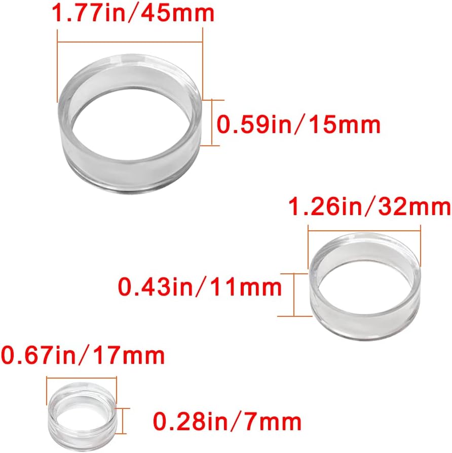 48pcs Clear Sphere Stand, Ball Stand Holder Rings - Round Acrylic Plastic Display for Golf, Baseball, Softball, Tennis, Spheres, Marbles, Collection - 3 Sizes