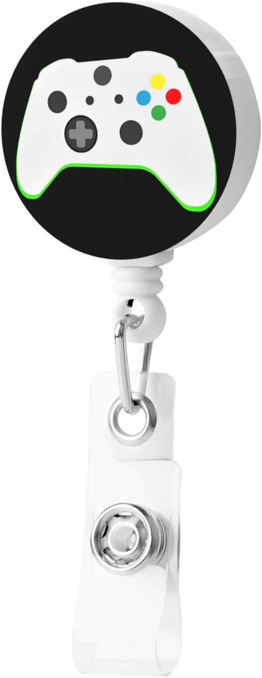 Video Games Badge Reels Retractable Badge Holder with Clip for Id Name Tag Office Worker Student Teacher Nurse Doctor