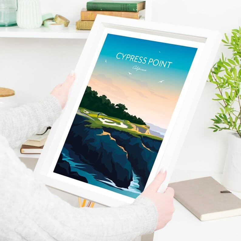 Nationcog Golf Print of Cypress Point Club - California, USA, Cypress Point Golf Course Poster, California Golf Art, Pebble Beach Golf Print, Scenic Golf Landscape (Unframed) (20x30)