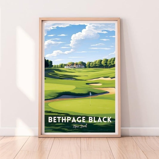 Nationcog Bethpage Black Golf Poster, Vintage New York Wall Art Print, Retro Golf Landscape Decor, Classic Artwork for Living Room, Office or Man Cave (Unframed) (9x11)