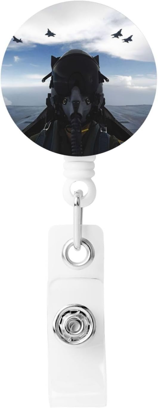 Fighter Pilot Badge Reels Retractable Badge Holder with Clip for Id Name Tag Office Worker Student Teacher Nurse Doctor