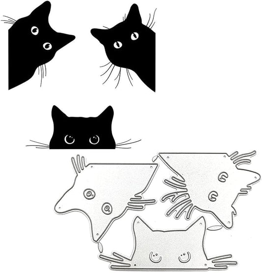 Lapoo Cutting Die for Scrapbooking, 3D Backgrounds Frame New Cutting Dies DIY Album Card Making Decor Paper Craft Metal Die Cuts Party Decorations (3 Cats 4.3 x 2.5 in)