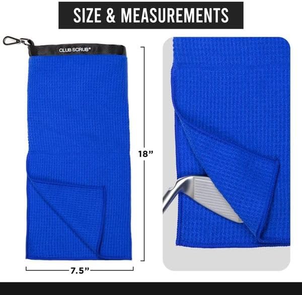 Club Scrub Towel Pro, Golf Club and Ball Cleaning Pouch with Attached Towel, Waterproof Exterior, Clean Face Technology Liner, Machine Washable, Cleans Club Grooves, Waffle-Weave Microfiber